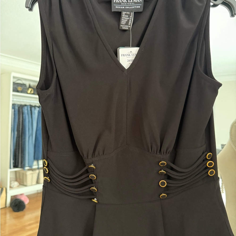 Frank Lyman Design Black Top with Gold Details